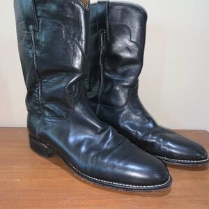 Black Leather Cowboy Boots 9